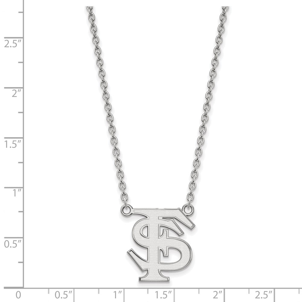 14K White Gold Logoart Florida State University F S Large Pendant 18 Inch Necklace