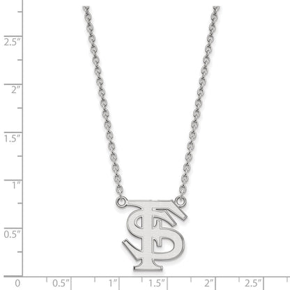 14K White Gold Logoart Florida State University F S Large Pendant 18 Inch Necklace