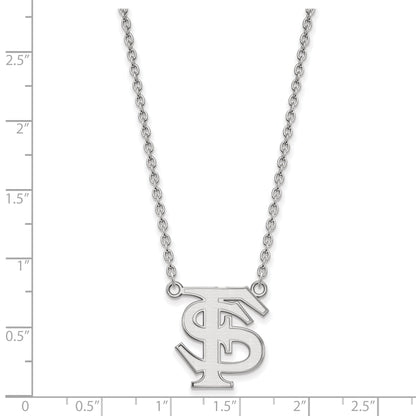 10K White Gold Logoart Florida State University F S Large Pendant 18 Inch Necklace