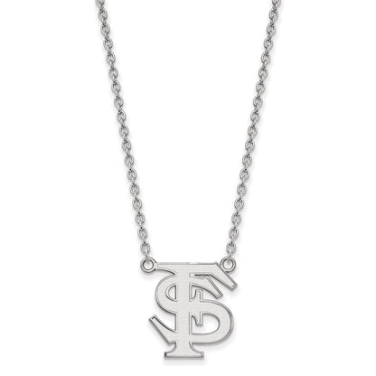 10K White Gold Logoart Florida State University F S Large Pendant 18 Inch Necklace