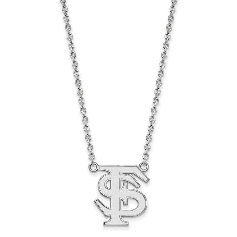 10K White Gold Logoart Florida State University F S Large Pendant 18 Inch Necklace