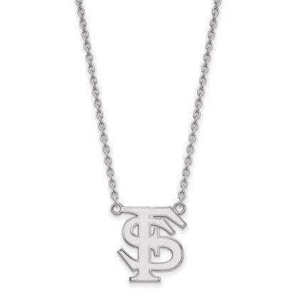 10K White Gold Logoart Florida State University F S Large Pendant 18 Inch Necklace