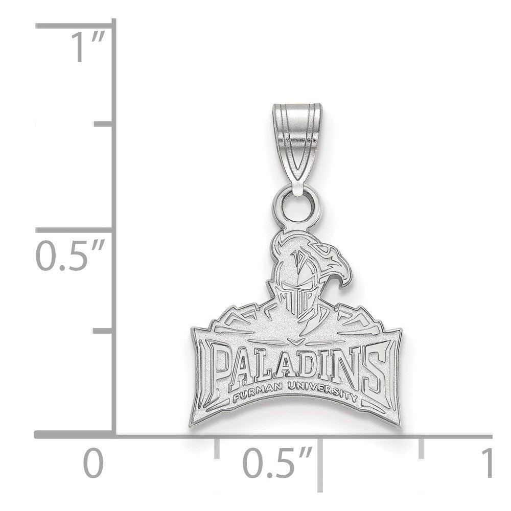 Sterling Silver Rhodium Plated Logoart Furman University Paladins Small Pendant