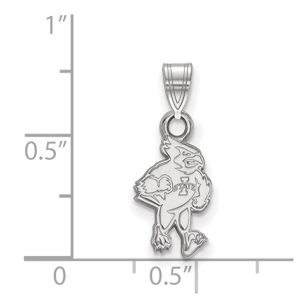 Sterling Silver Rhodium Plated Logoart Iowa State University Cardinal Small Pendant