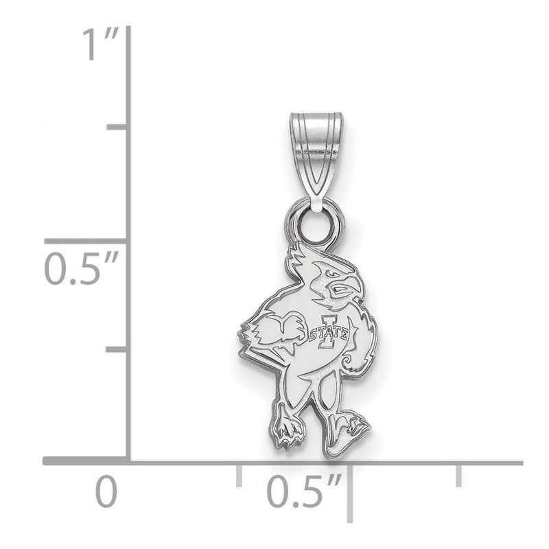 Sterling Silver Rhodium Plated Logoart Iowa State University Cardinal Small Pendant
