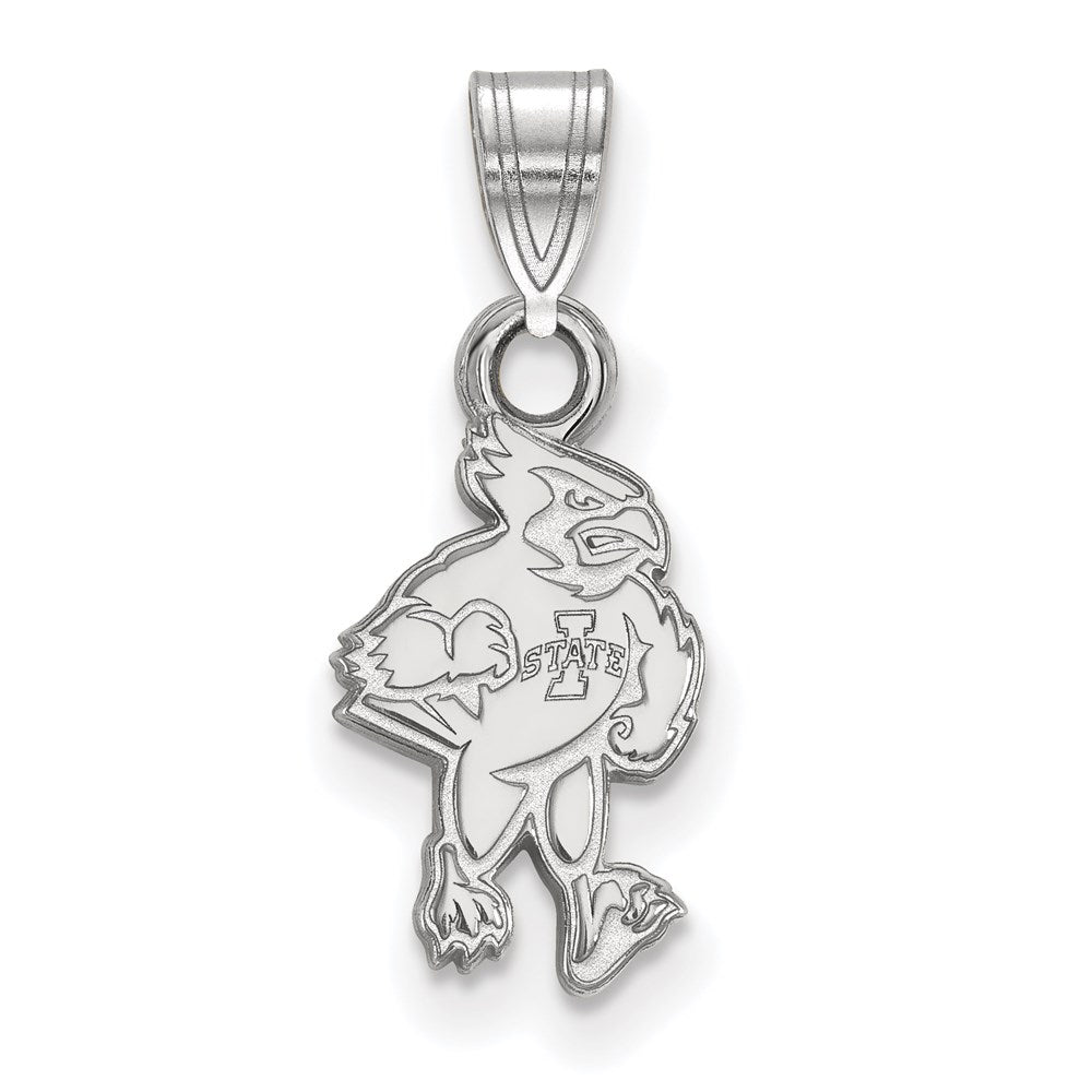 Sterling Silver Rhodium Plated Logoart Iowa State University Cardinal Small Pendant