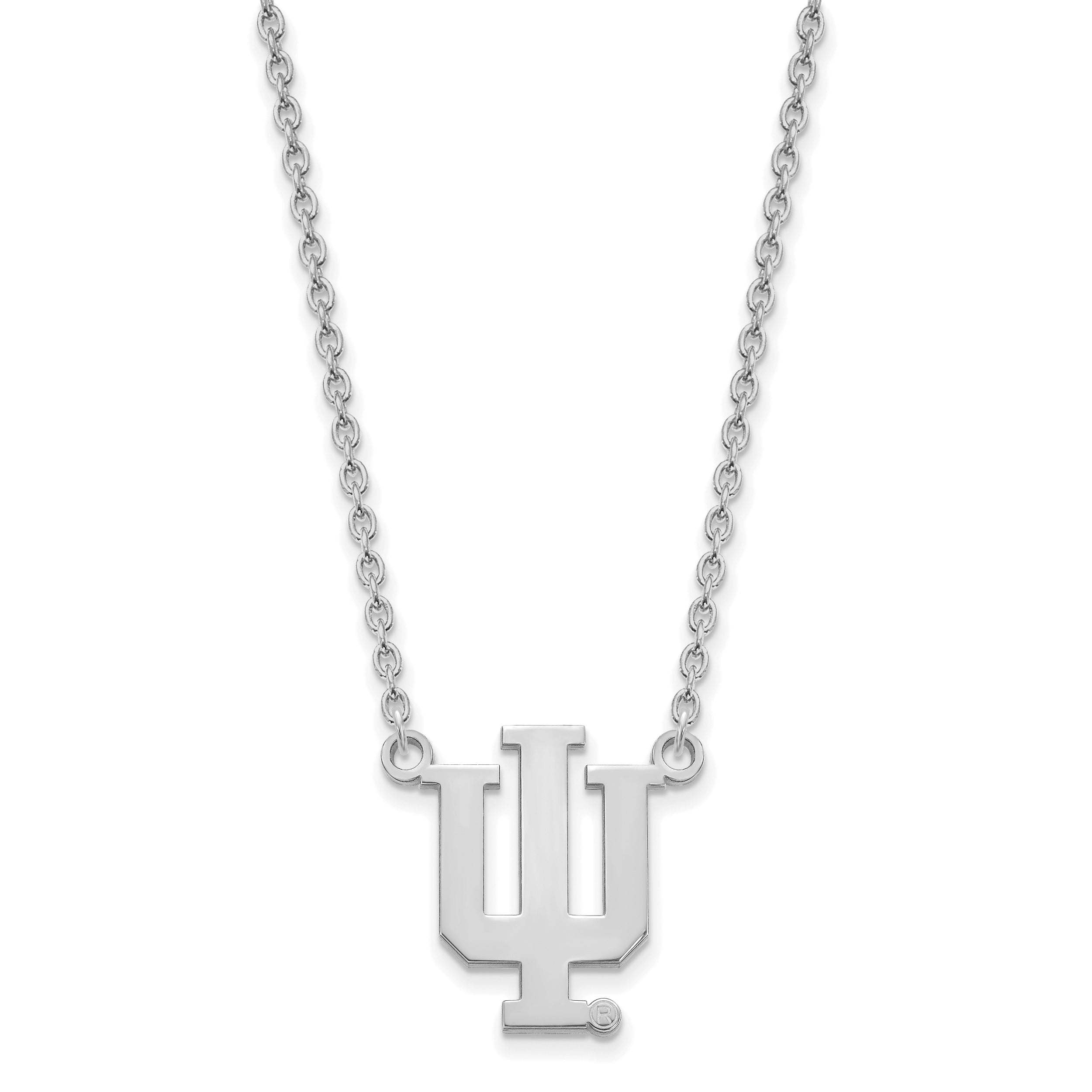 10K White Gold Logoart Indiana University I U Large Pendant 18 Inch Necklace