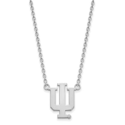10K White Gold Logoart Indiana University I U Large Pendant 18 Inch Necklace