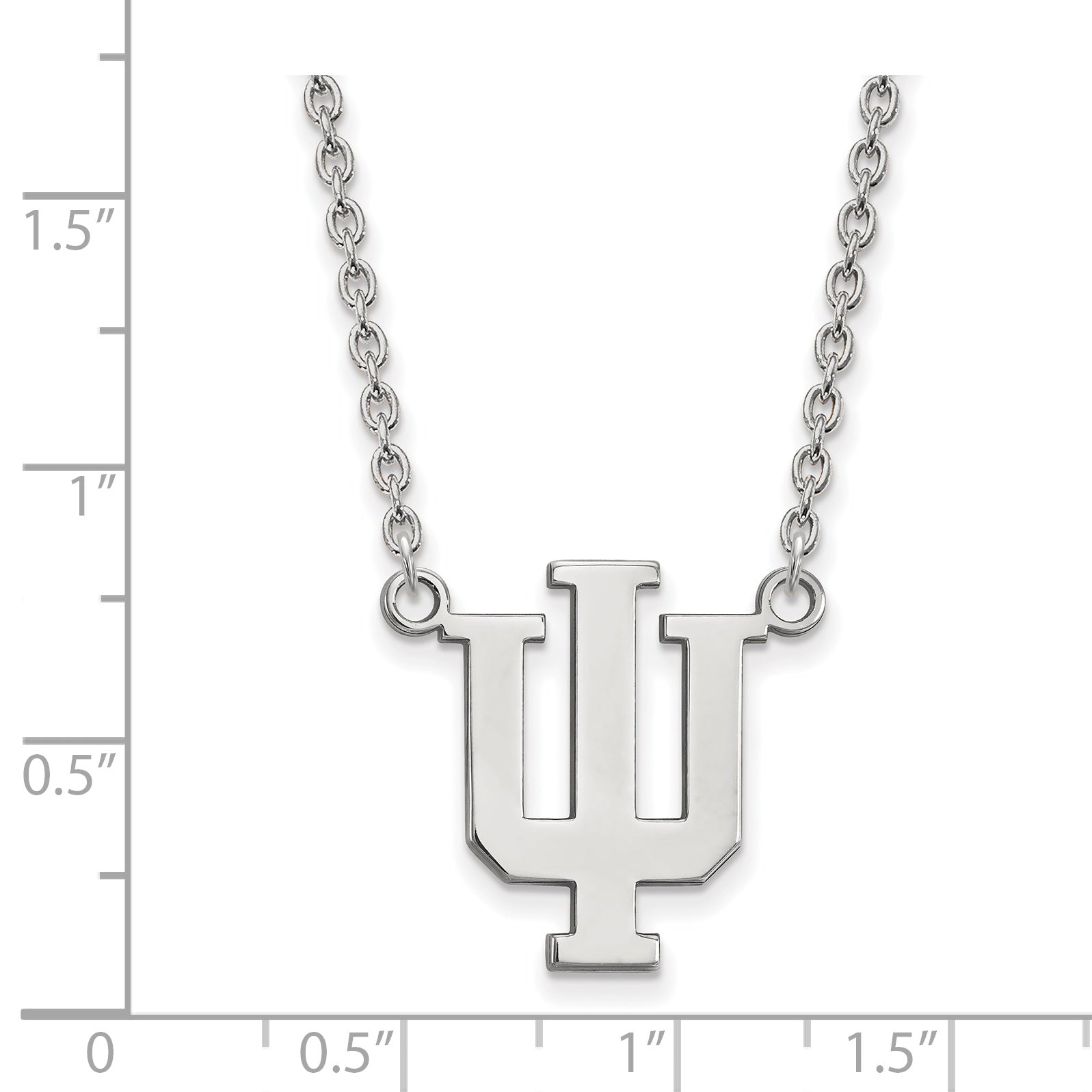 10K White Gold Logoart Indiana University I U Large Pendant 18 Inch Necklace