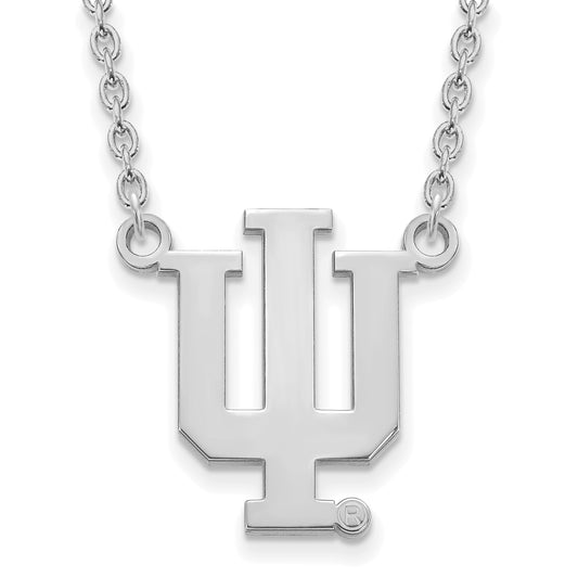 10K White Gold Logoart Indiana University I U Large Pendant 18 Inch Necklace