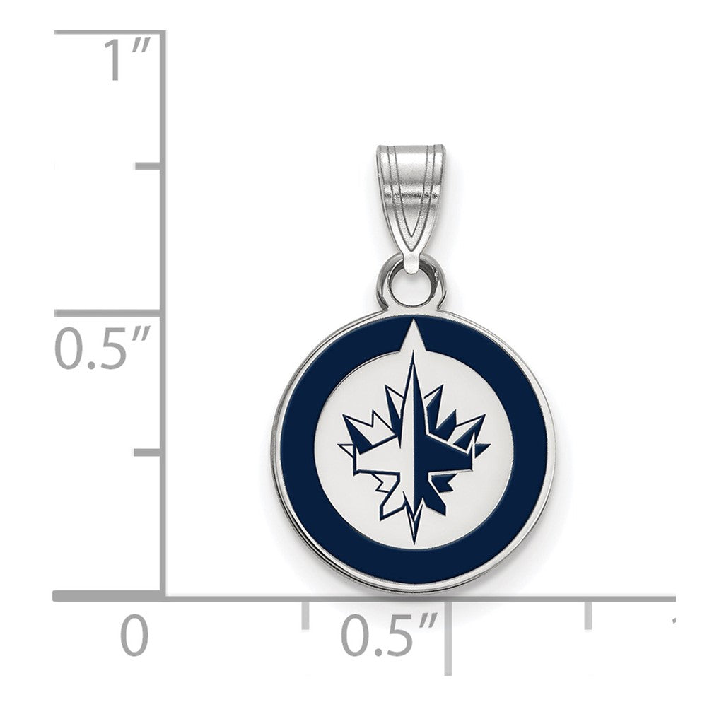 Sterling Silver Rhodium Plated Nhl Logoart Winnipeg Jets Small Enameled Pendant