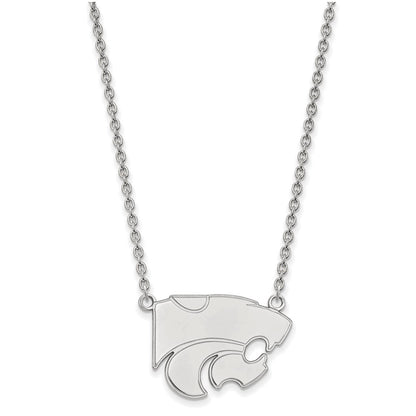 10K White Gold Logoart Kansas State University Wildcat Large Pendant 18 Inch Necklace