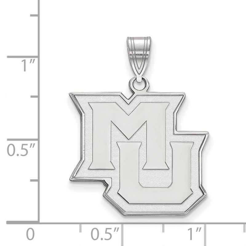 Sterling Silver Rhodium Plated Logoart Marquette University M U Large Pendant