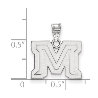 Sterling Silver Rhodium Plated Logoart Montana State University Letter M Small Pendant