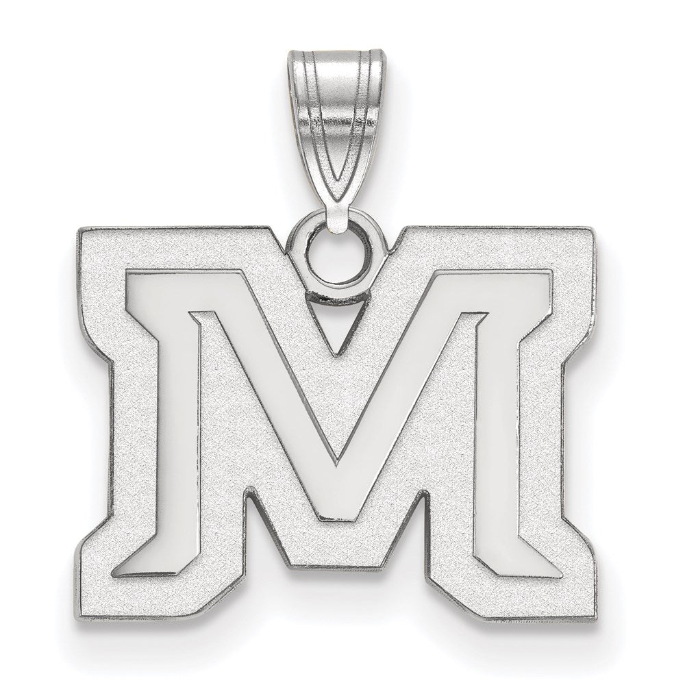 10K White Gold Logoart Montana State University Letter M Small Pendant