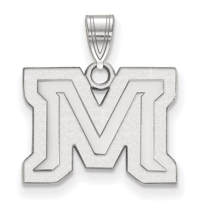 10K White Gold Logoart Montana State University Letter M Small Pendant