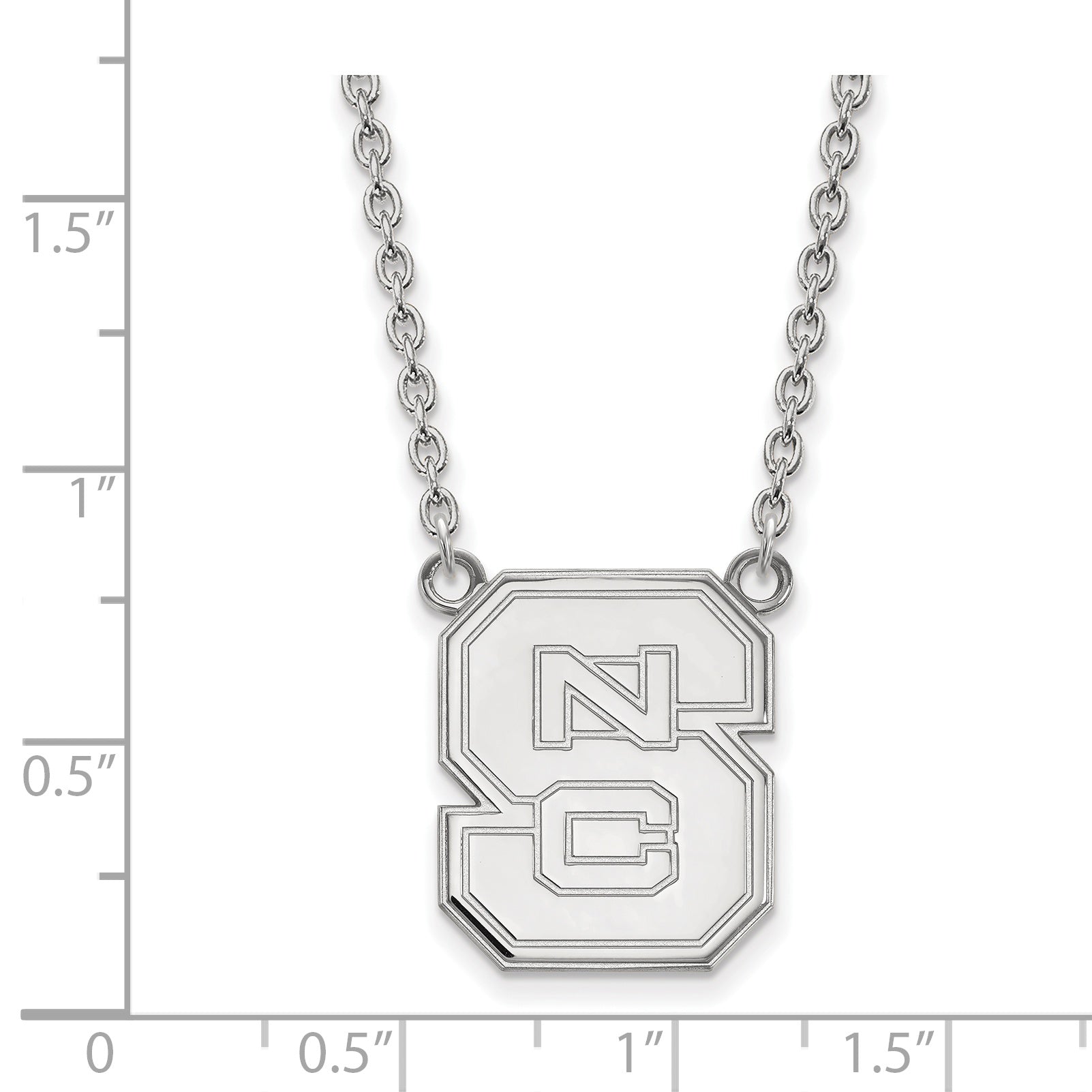 10K White Gold Logoart North Carolina State University N C S Large Pendant 18 Inch Necklace