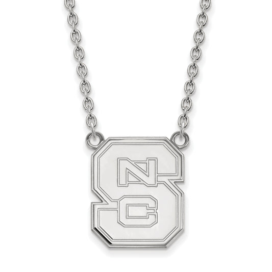 10K White Gold Logoart North Carolina State University N C S Large Pendant 18 Inch Necklace