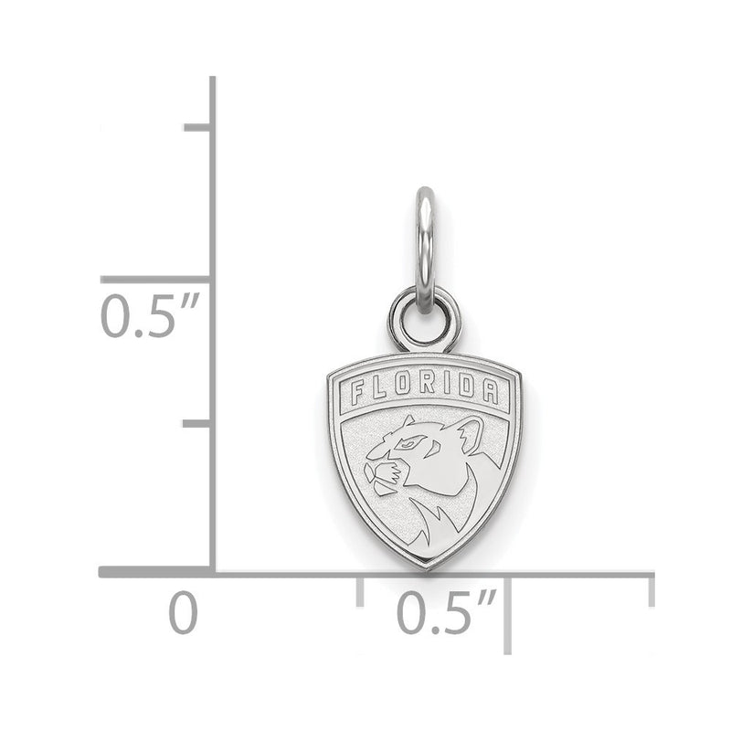 Sterling Silver Rhodium Plated Nhl Logoart Florida Panthers Extra Small Pendant