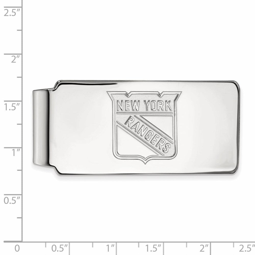 Sterling Silver Rhod-Pltd Nhl Logoart New York Rangers Money Clip