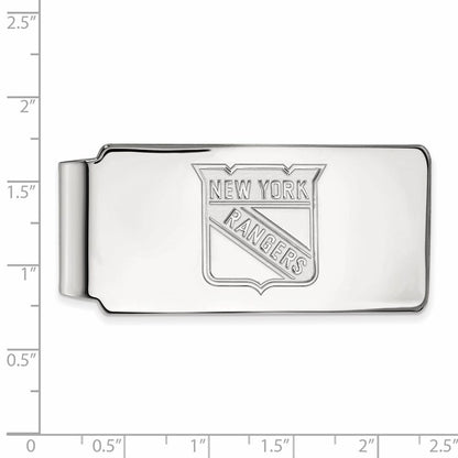 Sterling Silver Rhod-Pltd Nhl Logoart New York Rangers Money Clip