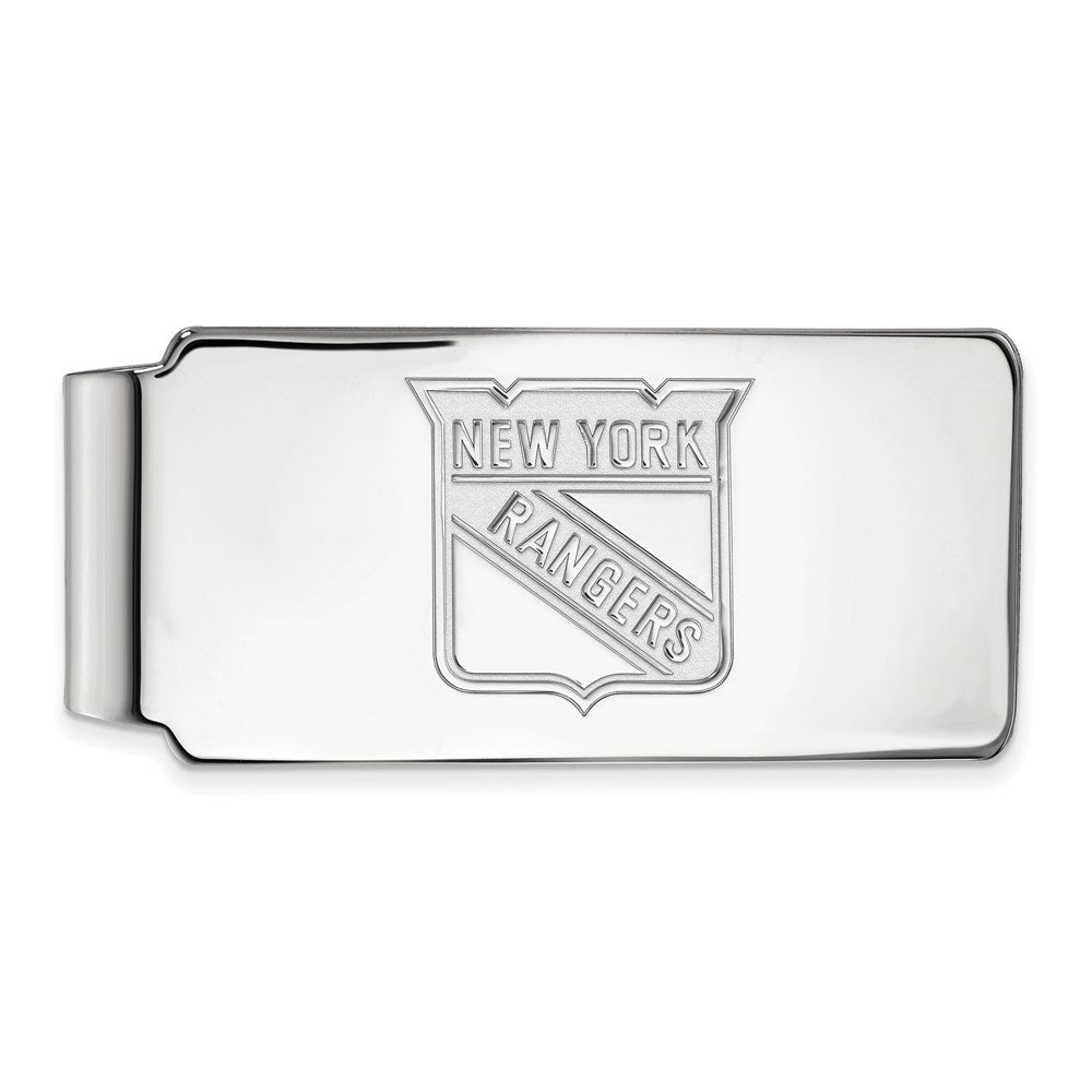 Sterling Silver Rhod-Pltd Nhl Logoart New York Rangers Money Clip
