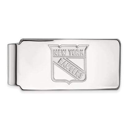 Sterling Silver Rhod-Pltd Nhl Logoart New York Rangers Money Clip
