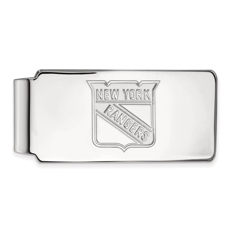 Sterling Silver Rhod-Pltd Nhl Logoart New York Rangers Money Clip
