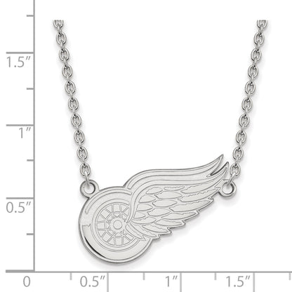 10K White Gold Nhl Logoart Detroit Red Wings Large Pendant 18 Inch Necklace
