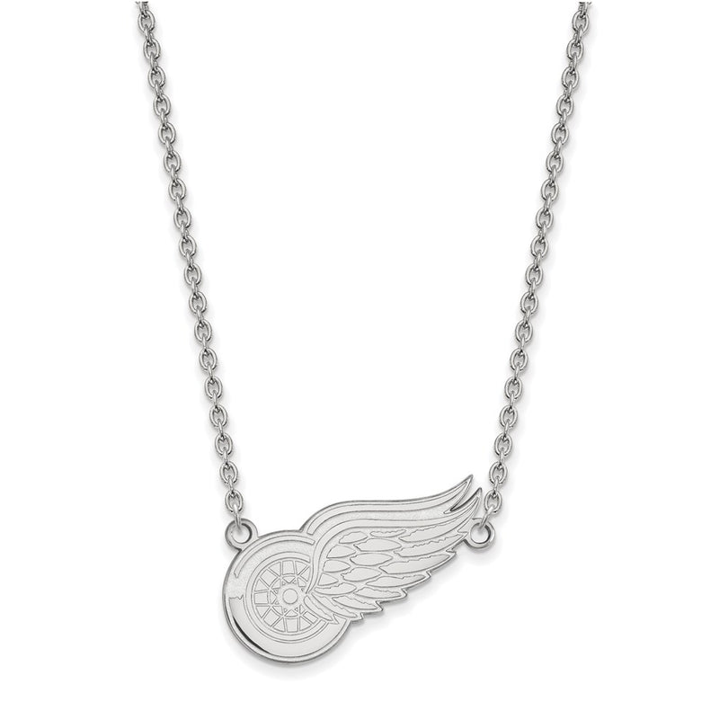 14K White Gold Nhl Logoart Detroit Red Wings Large Pendant 18 Inch Necklace