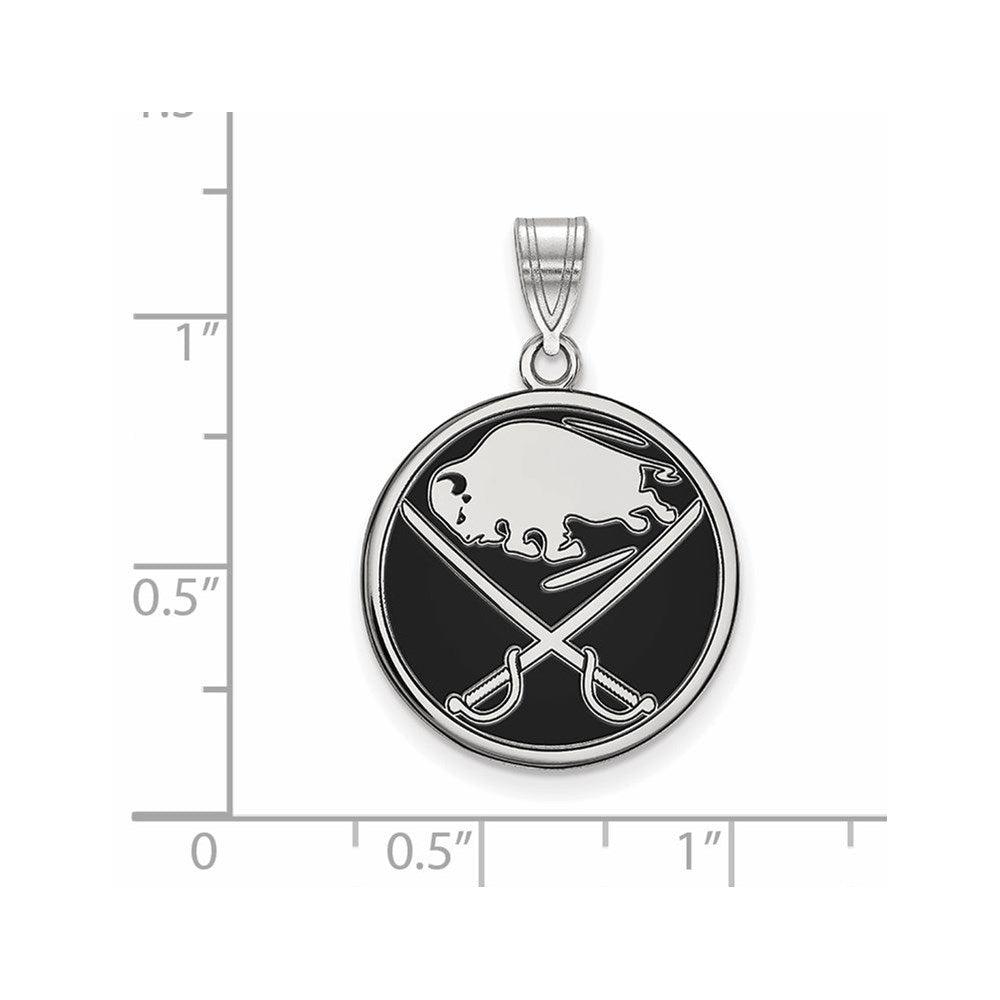 Sterling Silver Rhodium Plated Nhl Logoart Buffalo Sabres Large Enameled Pendant
