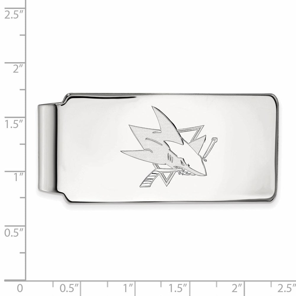 Sterling Silver Rhod-Pltd Nhl Logoart San Jose Sharks Money Clip