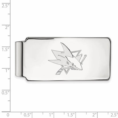 Sterling Silver Rhod-Pltd Nhl Logoart San Jose Sharks Money Clip
