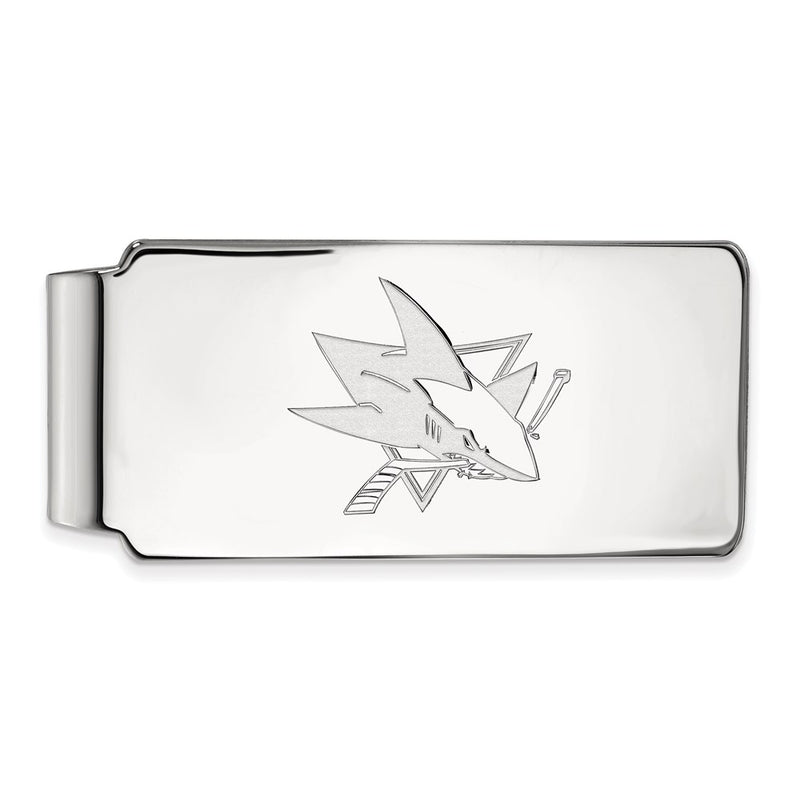Sterling Silver Rhod-Pltd Nhl Logoart San Jose Sharks Money Clip