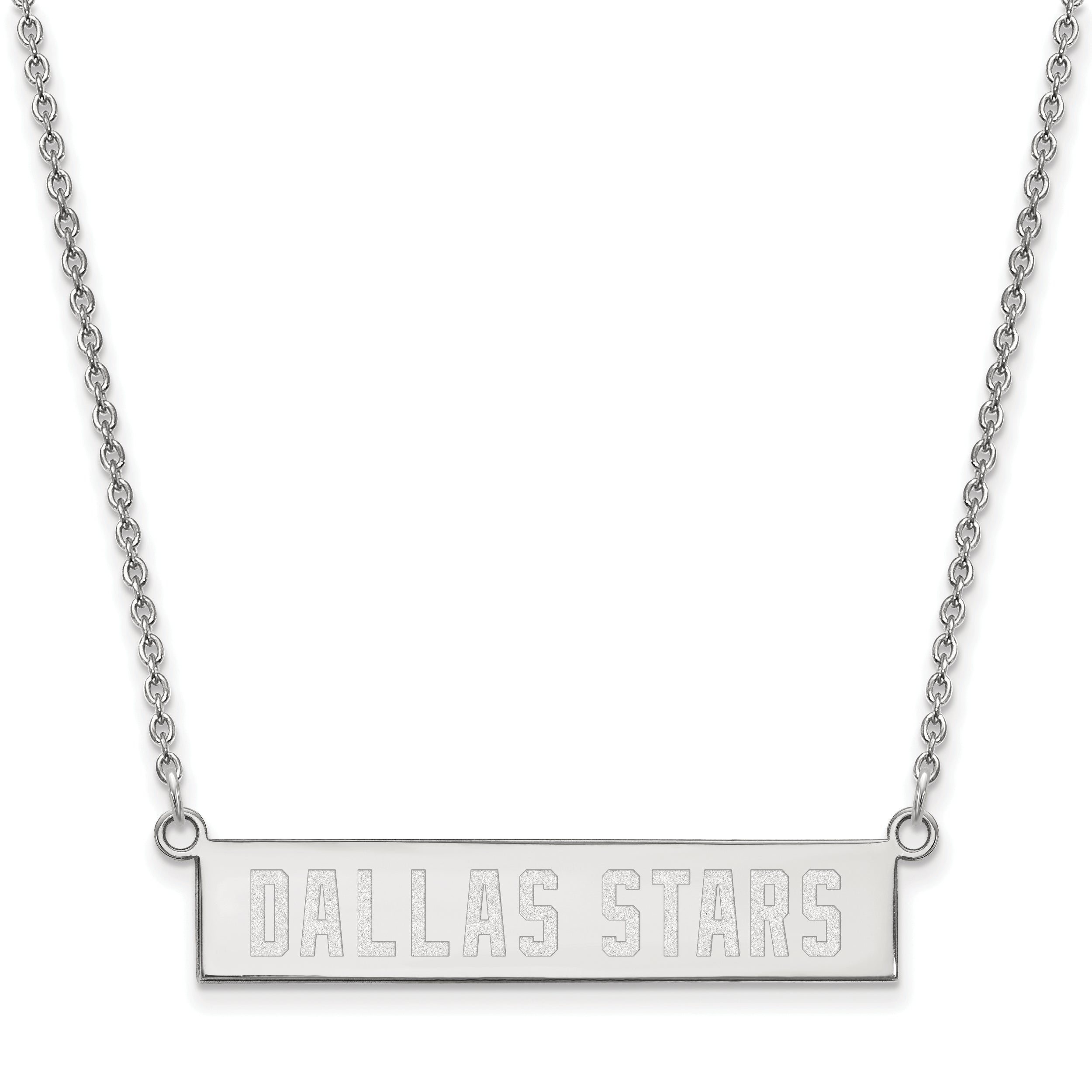 Sterling Silver Rhodium Plated Nhl Logoart Dallas Stars Small Bar 18 Inch Necklace