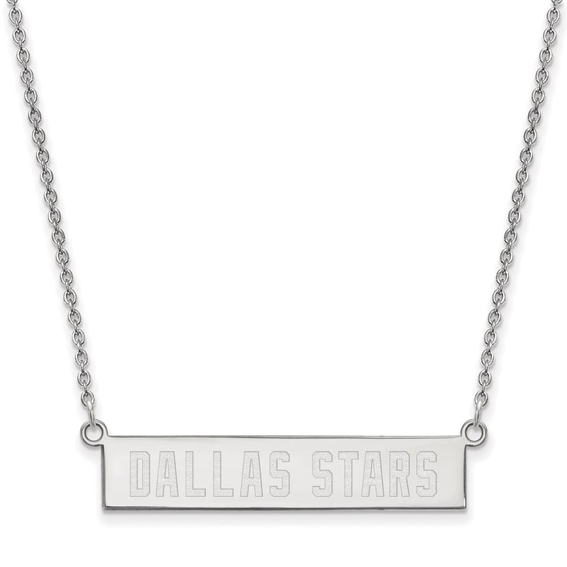 Sterling Silver Rhodium Plated Nhl Logoart Dallas Stars Small Bar 18 Inch Necklace