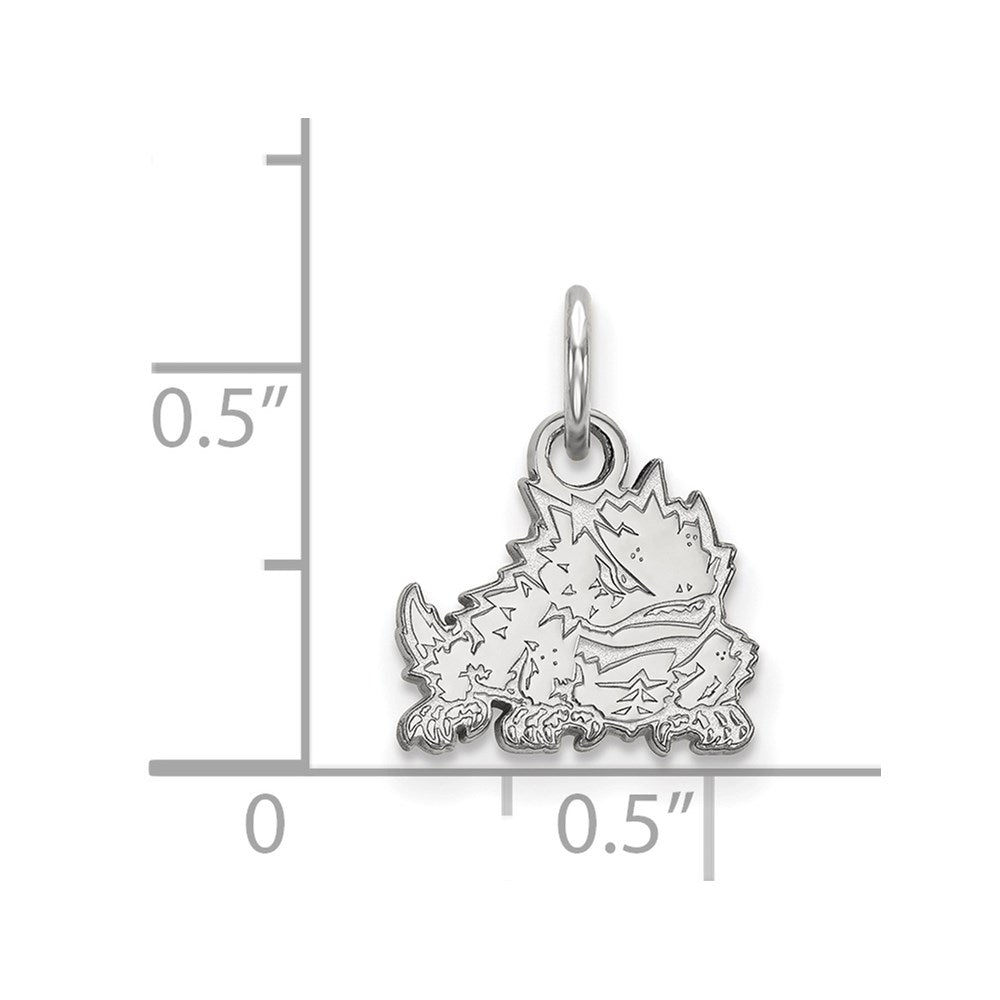 10K White Gold Logoart Texas Christian University Horned Frog Extra Small Pendant