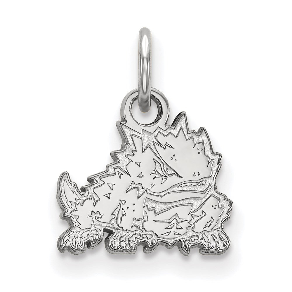 10K White Gold Logoart Texas Christian University Horned Frog Extra Small Pendant