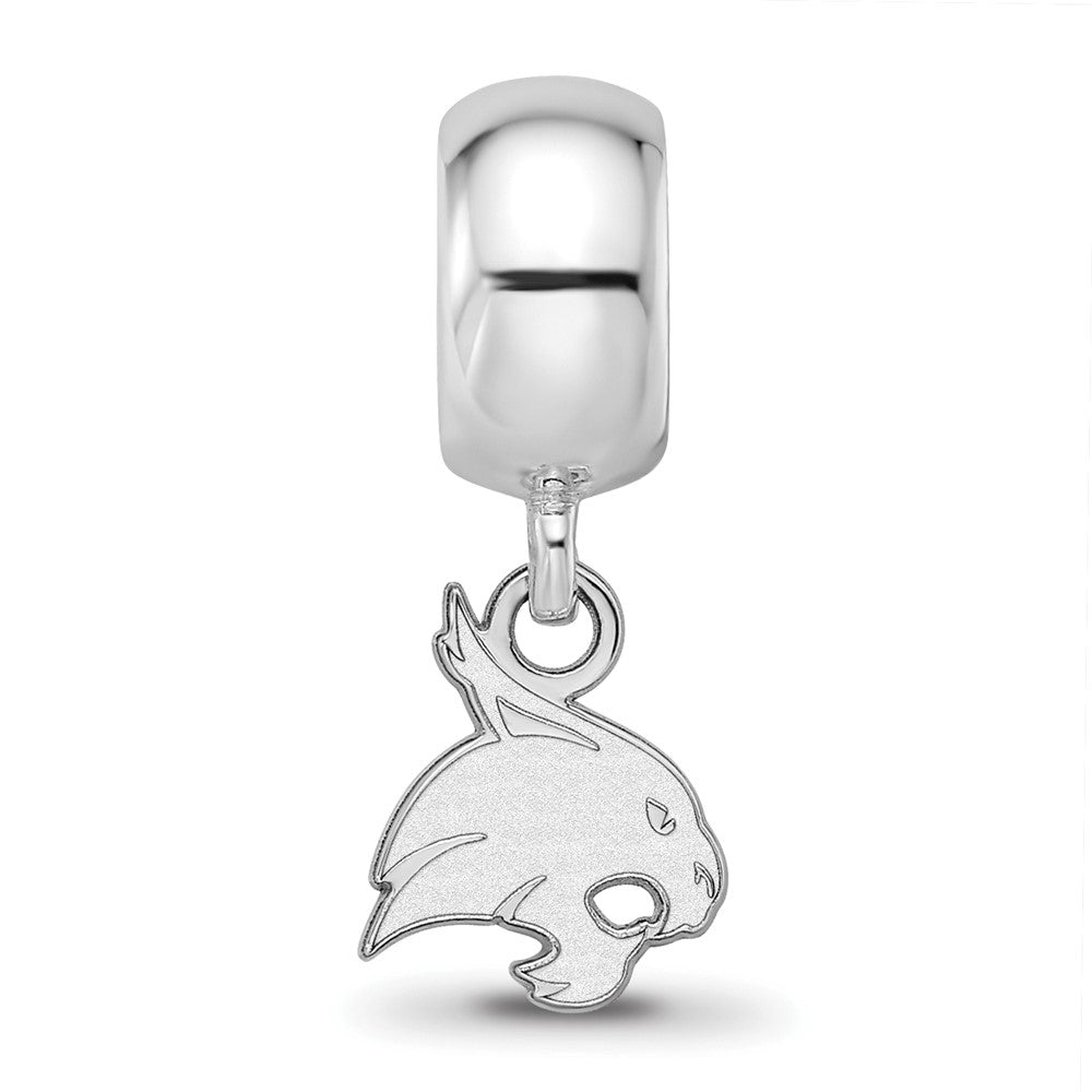 Sterling Silver Rhod-Pltd Logoart Texas State University Xs Dangle Bead