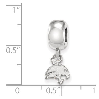 Sterling Silver Rhod-Pltd Logoart Texas State University Xs Dangle Bead