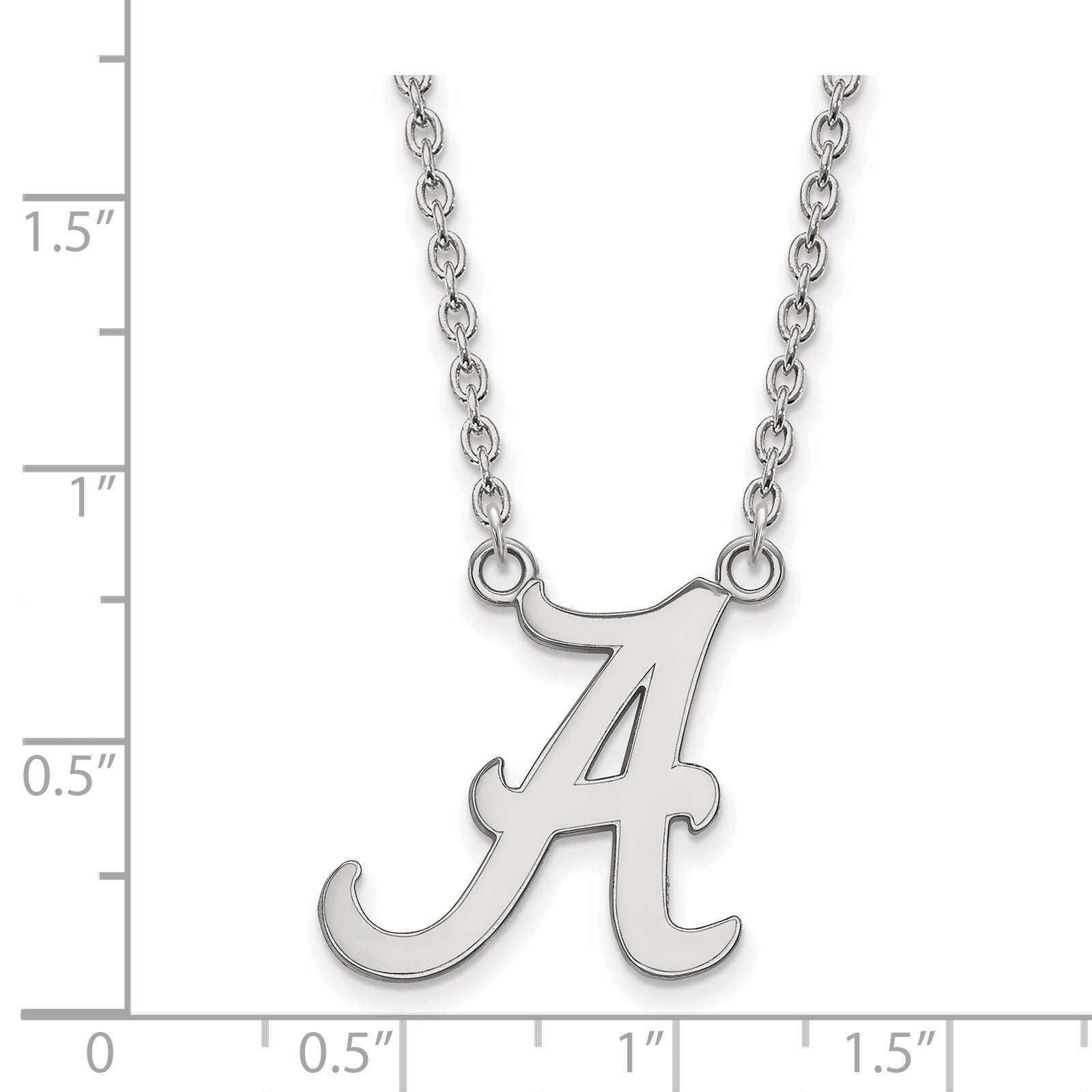 10K White Gold Logoart University Of Alabama Letter A Large Pendant 18 Inch Necklace