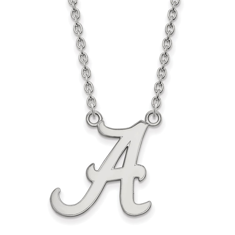 Sterling Silver Rhodium Plated Logoart University Of Alabama Letter A Large Pendant 18 Inch Necklace
