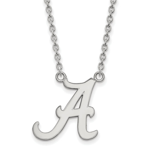 10K White Gold Logoart University Of Alabama Letter A Large Pendant 18 Inch Necklace