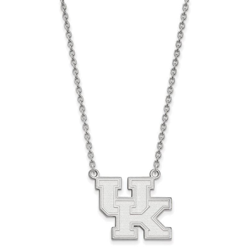 Sterling Silver Rhodium Plated Logoart University Of Kentucky U K Large Pendant 18 Inch Necklace