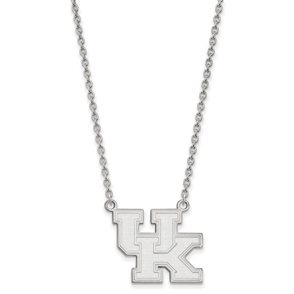 10K White Gold Logoart University Of Kentucky U K Large Pendant 18 Inch Necklace