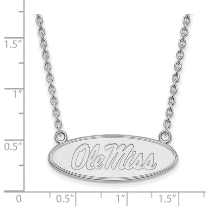 10K White Gold Logoart University Of Mississippi Ole Miss Large Oval Pendant 18 Inch Necklace