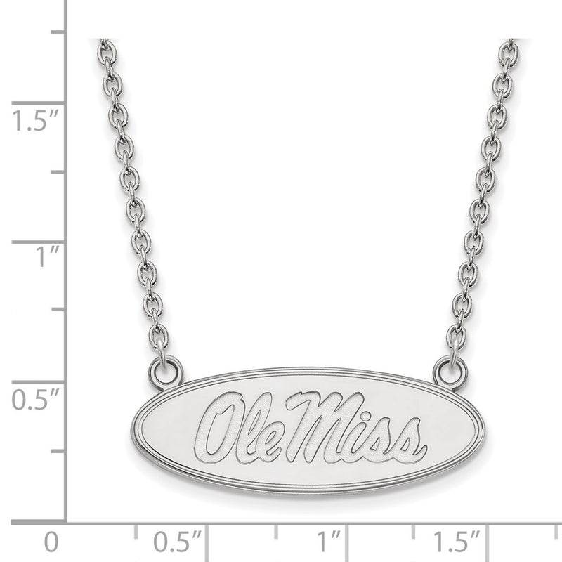 10K White Gold Logoart University Of Mississippi Ole Miss Large Oval Pendant 18 Inch Necklace