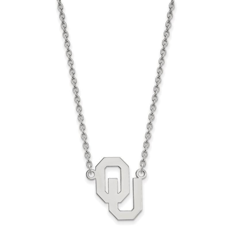 Sterling Silver Rhodium Plated Logoart University Of Oklahoma O U Large Pendant 18 Inch Necklace