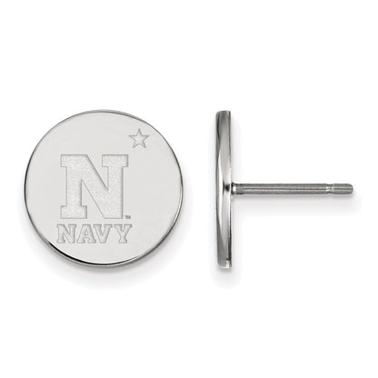 Sterling Silver Rhodium Plated Logoart Us Naval Academy Small Disc Post Earrings