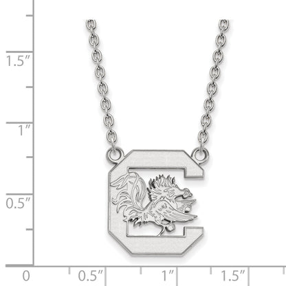 Sterling Silver Rhodium Plated Logoart University Of South Carolina Large Pendant 18 Inch Necklace